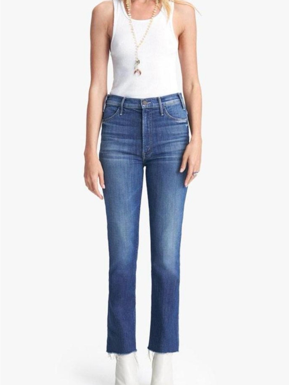 MOTHER DENIM Hustler Ankle Fray Cropped Denim
In Right of Passage Size 32